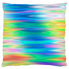 Wave Rainbow Bright Texture Large Premium Plush Fleece Cushion Case (two Sides) by Semog4