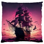 Ship Pirate Adventure Landscape Ocean Sun Heaven Large Premium Plush Fleece Cushion Case (Two Sides) Back