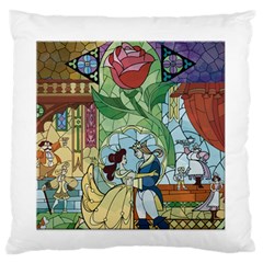 Stained Glass Rose Flower Large Premium Plush Fleece Cushion Case (two Sides) by Salman4z
