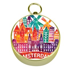 Vector Graphics Amsterdam Silhouette Gold Compasses by Salman4z