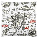 Drawing Clip Art Hand Painted Abstract Creative Space Squid Radio Large Premium Plush Fleece Cushion Case (Two Sides) Back