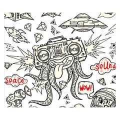 Drawing Clip Art Hand Painted Abstract Creative Space Squid Radio Two Sides Premium Plush Fleece Blanket (small) by Salman4z