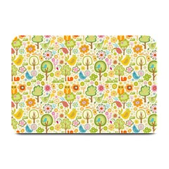 Nature Doodle Art Trees Birds Owl Children Pattern Multi Colored Plate Mats by Salman4z