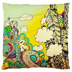 Doodle Wallpaper Artistic Surreal Large Premium Plush Fleece Cushion Case (two Sides) by Salman4z