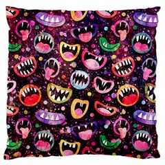 Funny Monster Mouths Large Premium Plush Fleece Cushion Case (one Side) by Salman4z