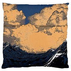 Waves Aesthetic Ocean Retro Sea Vintage Large Premium Plush Fleece Cushion Case (two Sides) by Salman4z