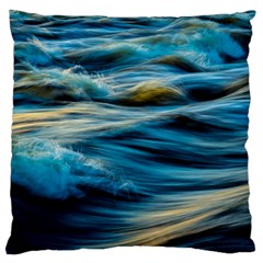 Waves Abstract Large Premium Plush Fleece Cushion Case (two Sides) by Salman4z