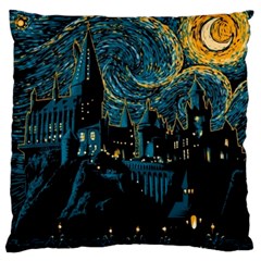 Hogwarts Castle Van Gogh Large Premium Plush Fleece Cushion Case (two Sides) by Salman4z