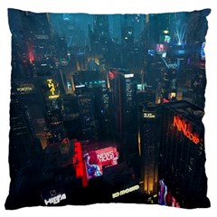 Cityscape Digital Art Large Premium Plush Fleece Cushion Case (two Sides) by Salman4z