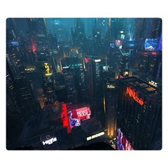 Cityscape Digital Art Premium Plush Fleece Blanket (small) by Salman4z