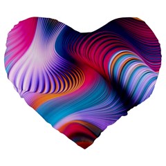 Colorful 3d Waves Creative Wave Waves Wavy Background Texture Large 19  Premium Flano Heart Shape Cushions by Salman4z