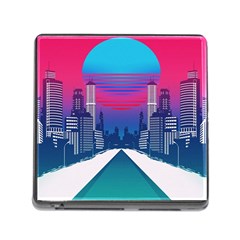 Retro Cityscape Artist Artwork Digital Art Memory Card Reader (square 5 Slot) by Salman4z