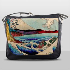 Wave Japanese Mount Fuji Woodblock Print Ocean Messenger Bag by Salman4z