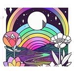 Rainbow Fun Cute Minimal Doodle Drawing Art Premium Plush Fleece Blanket (Small) 50 x40  Blanket Front