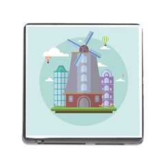 Amsterdam Landmark Landscape Memory Card Reader (square 5 Slot) by Sudheng