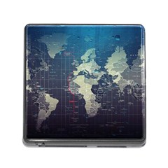 Vintage World Map Illustration Artwork Water Drop Digital Art Arts Memory Card Reader (square 5 Slot) by Sudheng