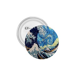 The Great Wave Of Kanagawa Painting Starry Night Van Gogh 1 75  Buttons by Sudheng