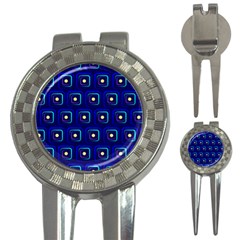 Blue Neon Squares - Modern Abstract 3-in-1 Golf Divots by ConteMonfrey