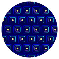 Blue Neon Squares - Modern Abstract Round Trivet by ConteMonfrey