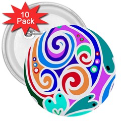Crazy Pop Art - Doodle Circles   3  Buttons (10 Pack)  by ConteMonfrey