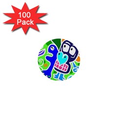 Crazy Pop Art - Doodle Skulls  1  Mini Buttons (100 Pack)  by ConteMonfrey