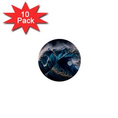 Tsunami Waves Ocean Sea Water Rough Seas Nature 1  Mini Buttons (10 Pack)  by Wegoenart