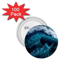 Tsunami Waves Ocean Sea Water Rough Seas Blue 1 75  Buttons (100 Pack)  by Wegoenart