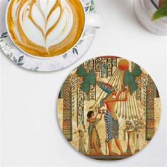 Egyptian Man Sun God Ra Amun Uv Print Round Tile Coaster by Celenk