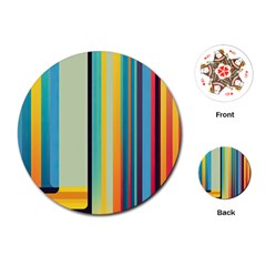 Colorful Rainbow Striped Pattern Stripes Background Playing Cards Single Design (round) by Uceng