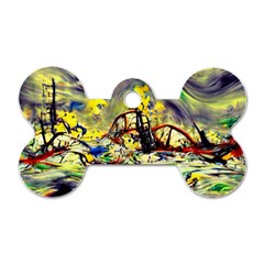 Abstract Arts Psychedelic Art Experimental Dog Tag Bone (two Sides) by Uceng