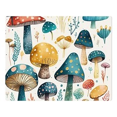 Mushroom Forest Fantasy Flower Nature Premium Plush Fleece Blanket (large) by Uceng