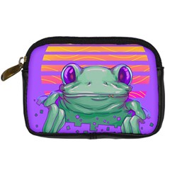 Frog Animal Sun Amphibian Figure Digital Art Digital Camera Leather Case by Wegoenart