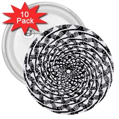 Illusions Abstract Black And White Patterns Swirls 3  Buttons (10 Pack)  by Wegoenart