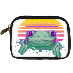 Frog Animal Sun Amphibian Figure Digital Art Digital Camera Leather Case by Wegoenart