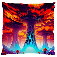Sci-fi Fantasy Art Painting Colorful Pattern Large Premium Plush Fleece Cushion Case (two Sides) by Ravend
