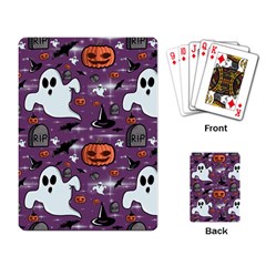 Pumpkin Ghost Witch Hat Halloween Sketch Holiday Playing Cards Single Design (rectangle) by Ravend