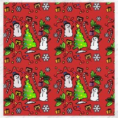 Santa Snowman Gift Holiday Christmas Cartoon Canvas 16  X 16  by Ravend