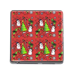 Santa Snowman Gift Holiday Christmas Cartoon Memory Card Reader (square 5 Slot) by Ravend