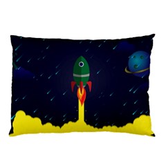 Rocket Halftone Astrology Astronaut Pillow Case (two Sides) by Salman4z