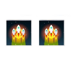 Rocket Take Off Missiles Cosmos Cufflinks (square) by Salman4z