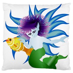 Mermaid Fantasy Undersea Merman Large Premium Plush Fleece Cushion Case (two Sides) by Salman4z