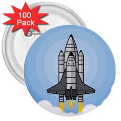 Rocket Shuttle Spaceship Science 3  Buttons (100 Pack)  by Salman4z