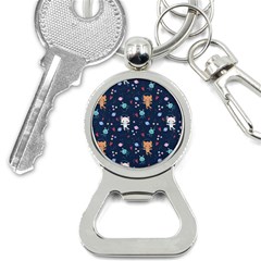 Cute Astronaut Cat With Star Galaxy Elements Seamless Pattern Bottle Opener Key Chain by Salman4z