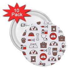 Vector Thin Line Art Vet Seamless Pattern 2 25  Buttons (10 Pack)  by Salman4z
