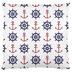 Nautical Seamless Pattern Large Premium Plush Fleece Cushion Case (two Sides) by Salman4z