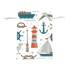 Nautical Elements Pattern Background Lightweight Drawstring Pouch (m) by Salman4z