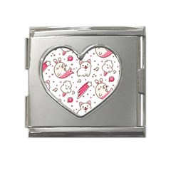 Cute Animal Seamless Pattern Kawaii Doodle Style Mega Link Heart Italian Charm (18mm) by Salman4z