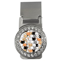 Cute-cat-kitten-cartoon-doodle-seamless-pattern Money Clips (cz)  by Salman4z