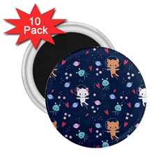 Cute-astronaut-cat-with-star-galaxy-elements-seamless-pattern 2 25  Magnets (10 Pack)  by Salman4z