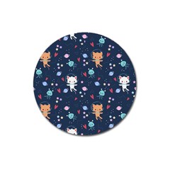 Cute-astronaut-cat-with-star-galaxy-elements-seamless-pattern Magnet 3  (round) by Salman4z